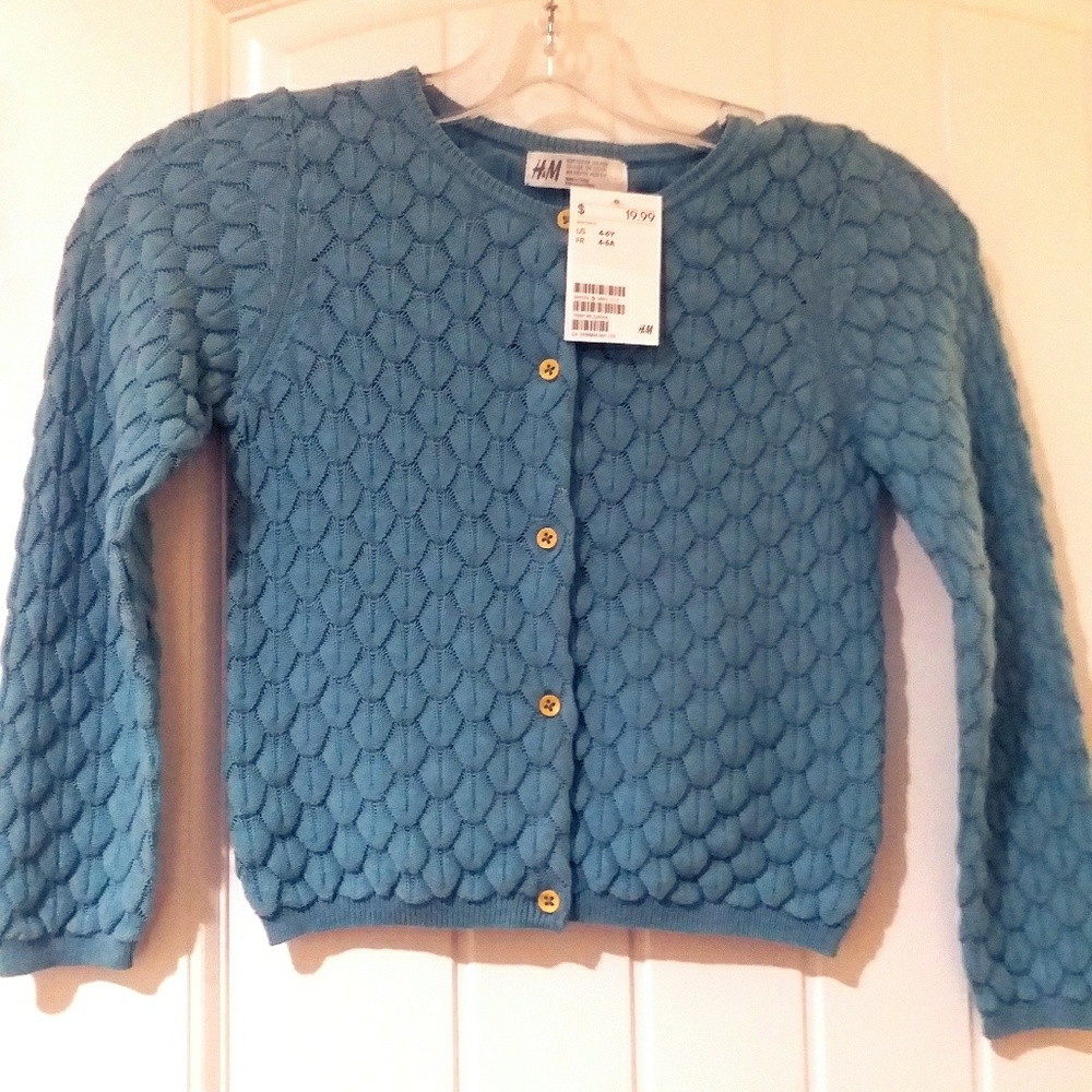 H&M Girl's Cardigan Turquoise 4-5Y